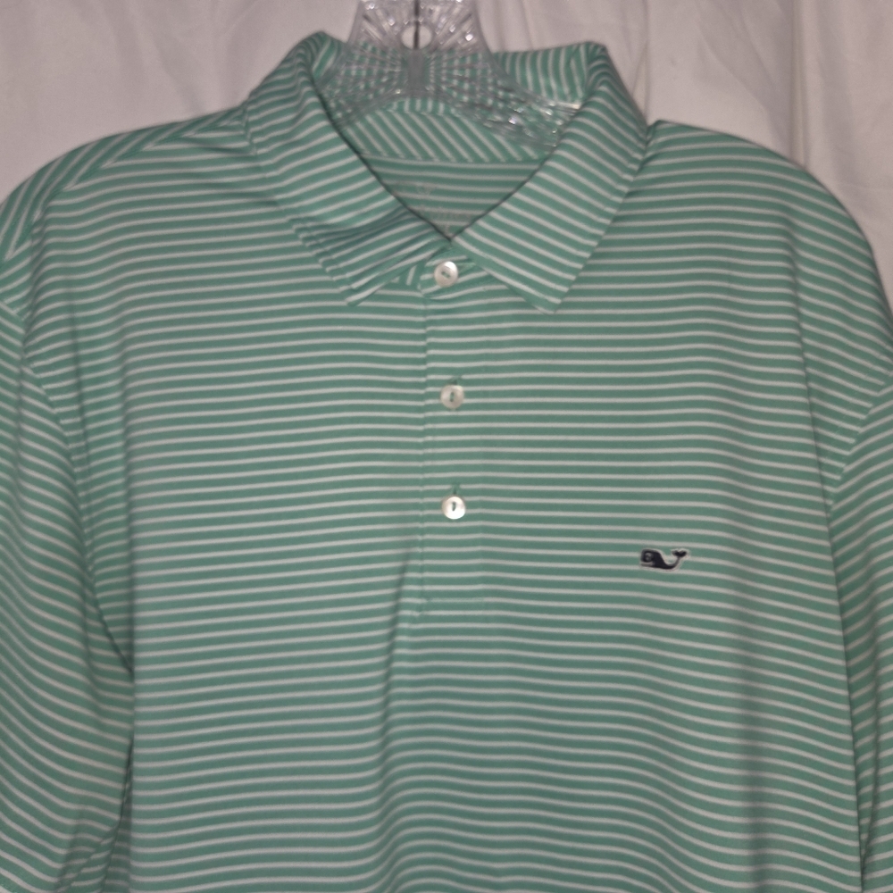 Vineyard Performance Vines Mint Striped Polo Shir… - image 3